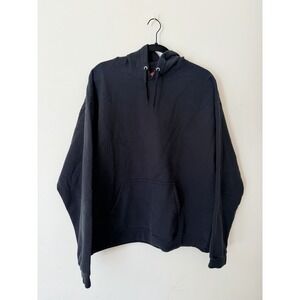 Hanes Premium EcoSmart Black Hoodie Sweatshirt Large Pullover Fleece